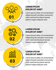 Infographic template with icons and 3 options or 3 steps. Can be used for workflow layout, diagram, timeline, banner, webdesign, business report, presentation. Vector illustration.