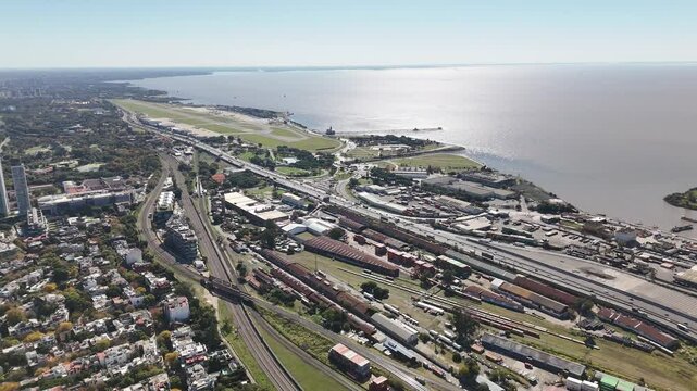 autopista Lugones, aeroparque, vista a&eacute;rea, capital federal, r&iacute;o de plata, buenos aires, argentina