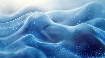 Obraz premium Abstract blue and white waves with light particles creating a fluid motion.