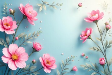 Fototapeta premium Subtle floral motif in pastel shades for phone screens, decor, design, stylish