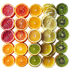 Crisp Artistic Fusion Creative Array of Sliced Fruit Isolated on Transparent Background