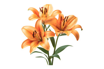 Fototapeta premium orange lily flowers isolated on transparent background