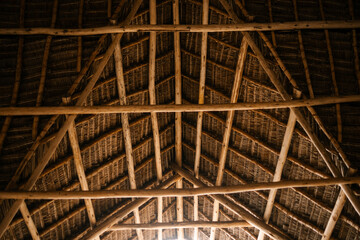 Thatched hut roof in a tropical hotel