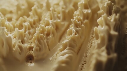 Close up of a porous material with an interesting texture and pattern ideal for backgrounds and abstract designs showing depth and detail in a unique way