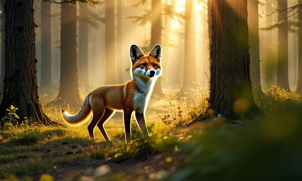 Stylized Fox in Autumn Woods