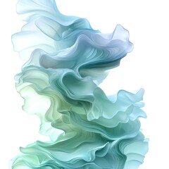 A poetic marriage of mint green and seafoam blue abstract shape on clear white background