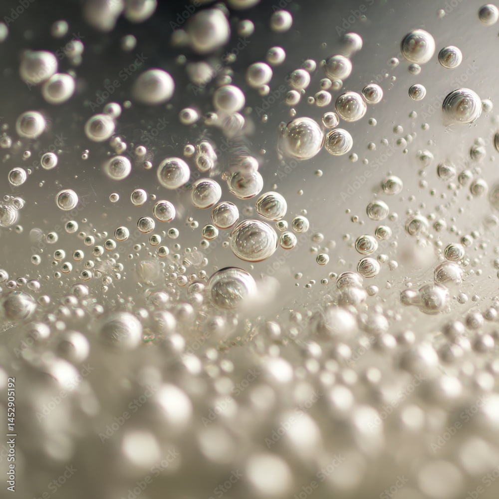 Poster bubbles in liquid macro photography capturing light and reflection for scientific or abstract art ba