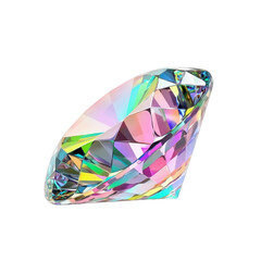 Fototapeta premium Colorful, multifaceted gemstone with prism effect reflects vibrant hues, creating dazzling display of light and color. gem intricate cuts enhance its brilliance and sparkle