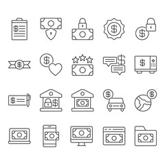 Money Icon - Currency Icon - Set Sign Symbol
