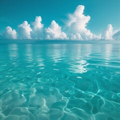 Turquoise lagonn with clear water and a tropical island