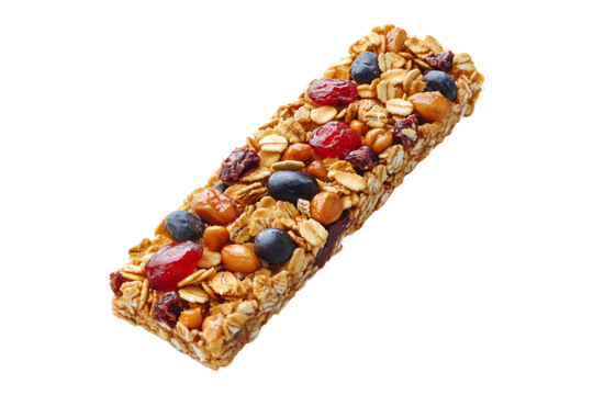 Healthy granola bar isolated on transparent background