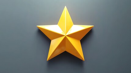 Obraz premium 3D-rendered yellow five-pointed star on gray background.