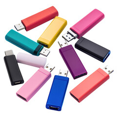 Usb Flash Drive In Various Colors  isolated on a transparent background