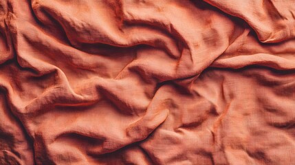 Abstract Draped Terracotta Linen Fabric Texture