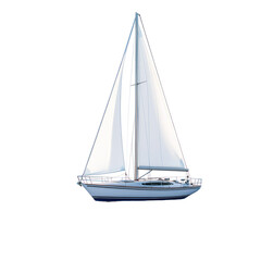 Yacht Sailing On Calm Water  isolated on a transparent background