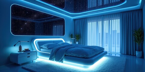 Modern Explorer Bedroom with Futuristic Lighting