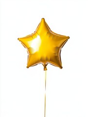 Golden Star Balloon on White Background - Single gold star-shaped balloon isolated on a white background. Perfect for celebration, party, or award imagery