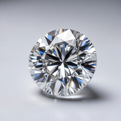 Big diamond isolated. Close up side view highlighting facets.