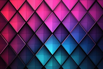 Obraz premium Abstract background with vibrant pink, purple, and blue diamond shapes creating a geometric pattern.