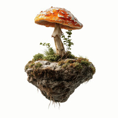 Ethereal Floating Island with Amanita Mushroom