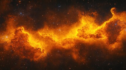 Fototapeta premium Fiery Nebula with Cosmic Cloudscape, and Space Background.