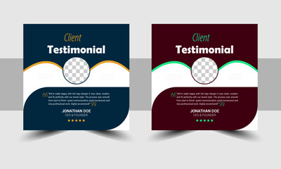 Creative Client Testimonial Design. Customer Review, Feedback, Post Template Vector Design.