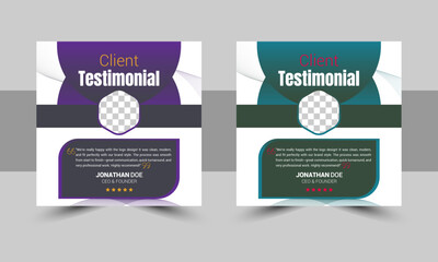 Modern Client Testimonial Design. Customer Review, Feedback, Post Template Vector Design.