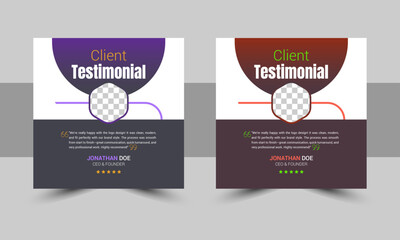 Modern Client Testimonial Design. Customer Review, Feedback, Post Template Vector Design.