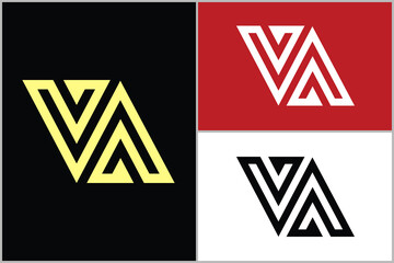 Elegant VA & AV letter Logo Designs in Yellow Black and Red for Branding and Business Identity