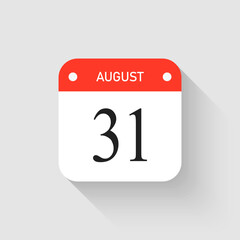 Vector icon page day calendar - 31 August month