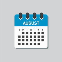 Vector template icon page calendar, month August
