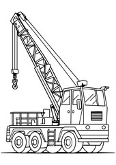 Vector image of a builder and crane, perfect for engraving, print, logos, and creative projects. Ideal for kids and construction clipart
