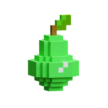 pixel pear icon pixel fruit png 3d pixel art pear retro game fruit asset voxel food pack
