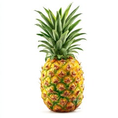 Fototapeta premium Fresh Ripe Pineapple Fruit Isolated on White Background Perfect for Tropical Recipes and Summer Themes