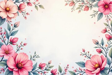 Naklejka premium Delicate paisley & floral, soft pastel hues, watercolor effect, wedding, pastel