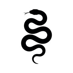 Fototapeta premium Black Silhouette of a Coiled Snake Isolated on White Background Simple Vector Graphic Illustration