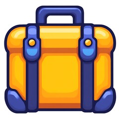 Naklejka premium A Yellow Suitcase with Blue Straps and Handle Is Illustrated