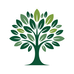 Simple Green Tree with Lush Leaves Vector Illustration for Eco Logos and Nature Designs on White Background