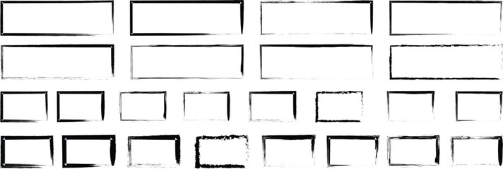 Grunge-Style Rectangular Frame Set Featuring Distressed, Hand-Drawn Borders 