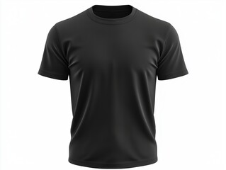 Isolated Black Short Sleeve Plain T-Shirt Mockup on White Background