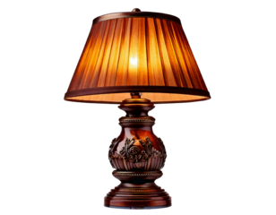 Elegant, vintage designer table lamp, isolated, separated on a white background, transparent. The lamp features a unique, timeless design that adds character to any room, bringing sophistication and s