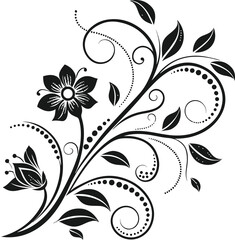 Elegant Black Floral Swirl Design – Decorative Vector for Invitations, Tattoos, and Patterns