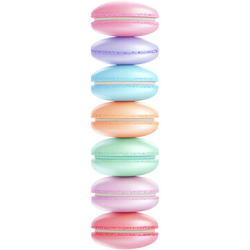 Colorful Macarons In Row  isolated on a transparent background