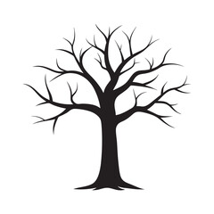 Obraz premium Winter Tree Silhouette With Bare Branches