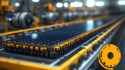 Solar panel production line showcasing advanced technology in a modern factory setting