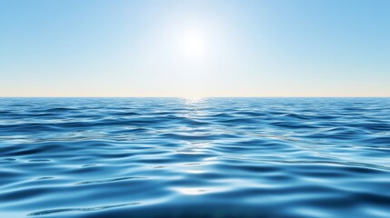 Obraz premium Serene Ocean Horizon - Calm ocean waves under a bright sun, peaceful seascape. Perfect for travel, nature, and relaxation themes