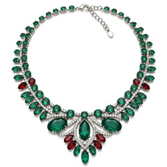 Fototapeta premium Elegant statement necklace with gemstones isolated on white
