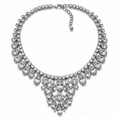 Elegant statement necklace with gemstones isolated on white