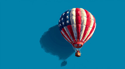 Obraz premium American flag hot air balloon flying against a clear blue sky 