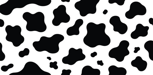 Vector cow seamless pattern. Black and white animal skin texture background